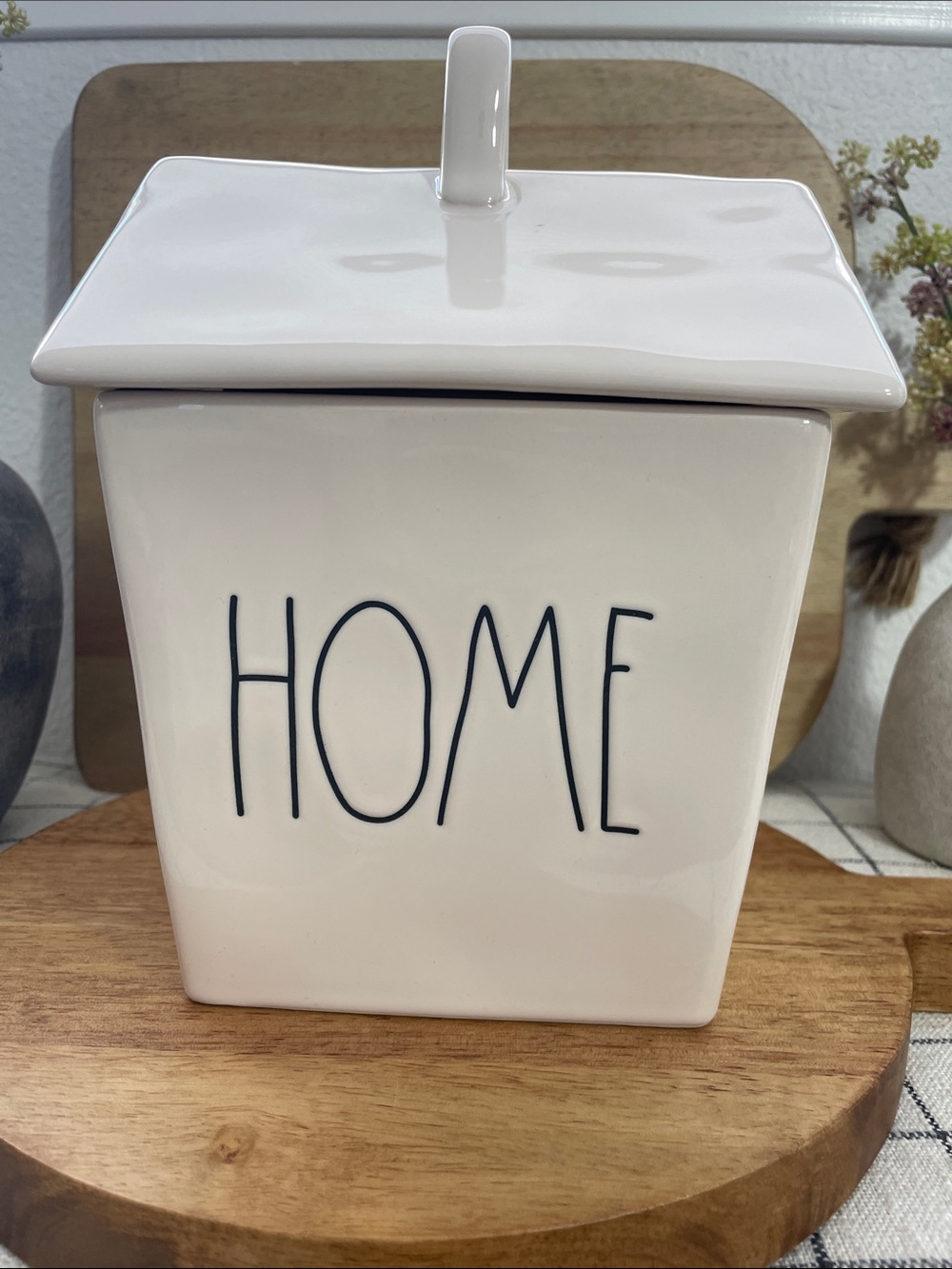 SALE! NEW RAE DUNN White Ceramic 'HOME' Canister with Lid ~9” Tall